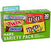 Mars front box showing variety pack and easy grab-and-serve convenience