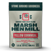 Marsh Hen Mill front packaging showing 24 oz bag and farming heritage benefit