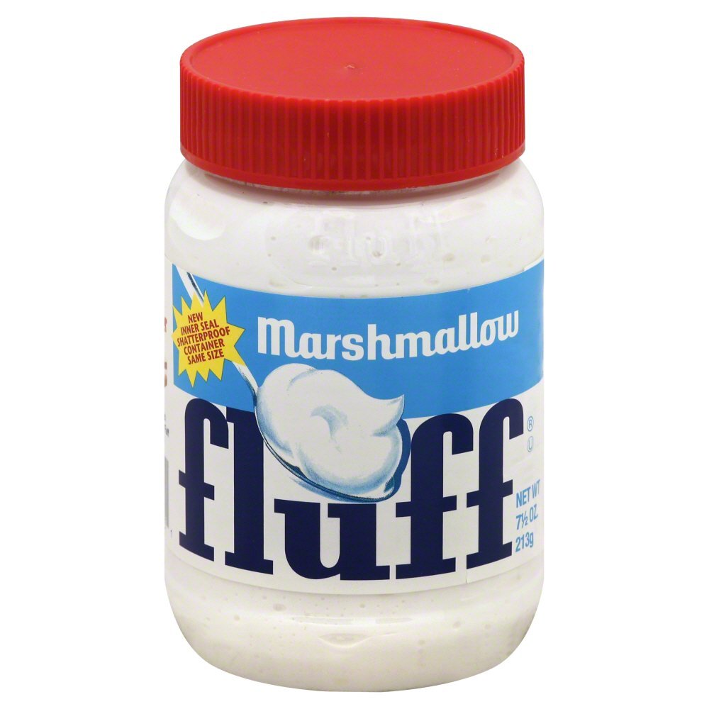 Marshmallow Fluff front packaging showing jar label and easy-spread appeal