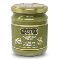 Martelli pistachio cream front jar showing product branding and premium look