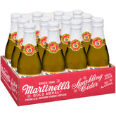 Martinelli's front packaging showing 12 glass bottles and crisp apple appeal