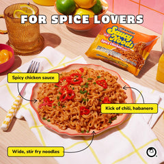 Maruchan noodles in a pan being stir-fried for quick restaurant-style meal