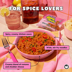 Maruchan sauce packet open with seasoning to show bold flavor components