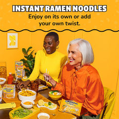 Maruchan seasoning packet beside noodles showing flavor pack ready to mix for instant broth