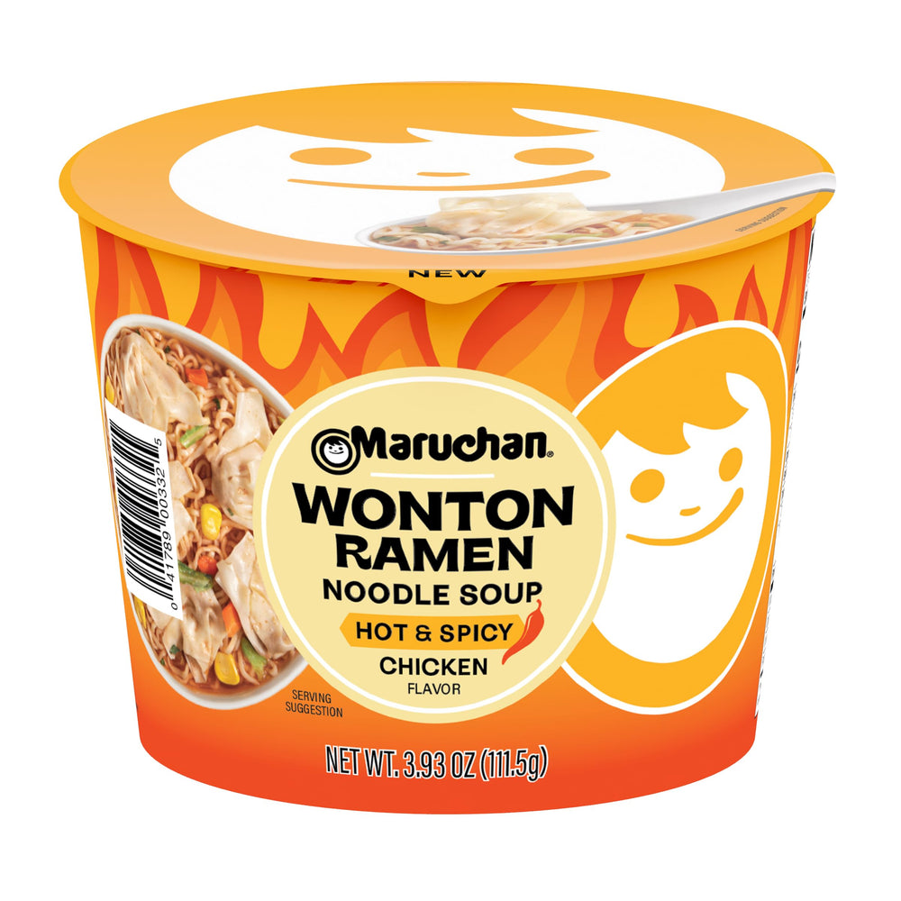 Maruchan bowl front packaging showing flavor and microwaveable convenience