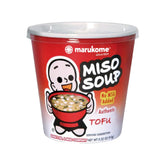 Marukome cup front packaging showing brand and convenience benefit