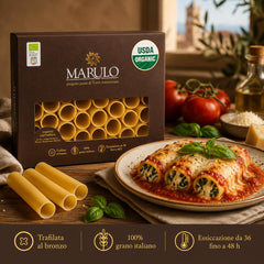 MARULO cannelloni tubes in hand for scale, demonstrating tube size and filling ease