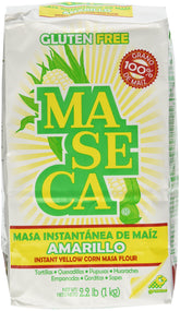 MASECA front packaging showing yellow corn masa flour and clear label benefits