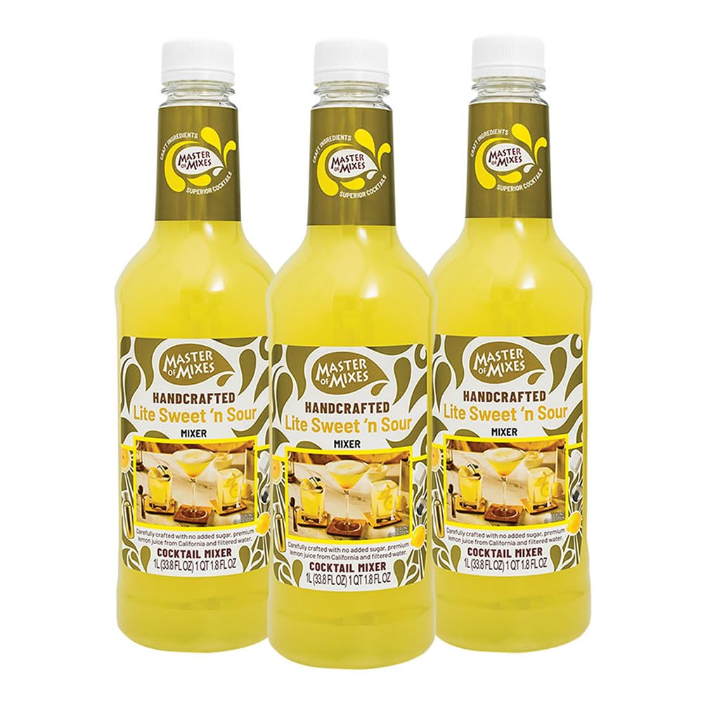 MASTER OF MIXES front packaging showing three 1L bottles and box, ready for service