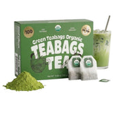 Matcha DNA front packaging box showing 100-count and organic label, conveys value