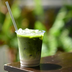 Matcha Kari whisked bowl in use with frothy top for smooth taste