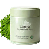 MatchAdmire front can showing bright organic matcha and fresh appeal