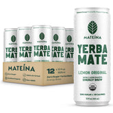 Mateina lemon front can showing label and refreshing look for clean caffeine