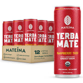 Mateina can front packaging showing raspberry yuzu flavor and clean energy