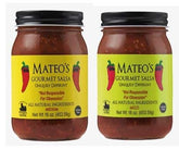 Mateo's jar front packaging showing medium and mild 16 oz jars, highlighting authentic Texas flavor