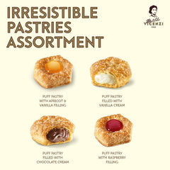 Matilde Vicenzi close-up of flaky puff pastry layers highlighting crisp texture and buttery appeal