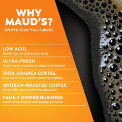 Maud's pod label and ingredients list showing ethical sourcing assurance