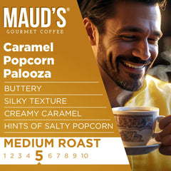Maud's brewed cup top view showing crema and rich aroma benefit