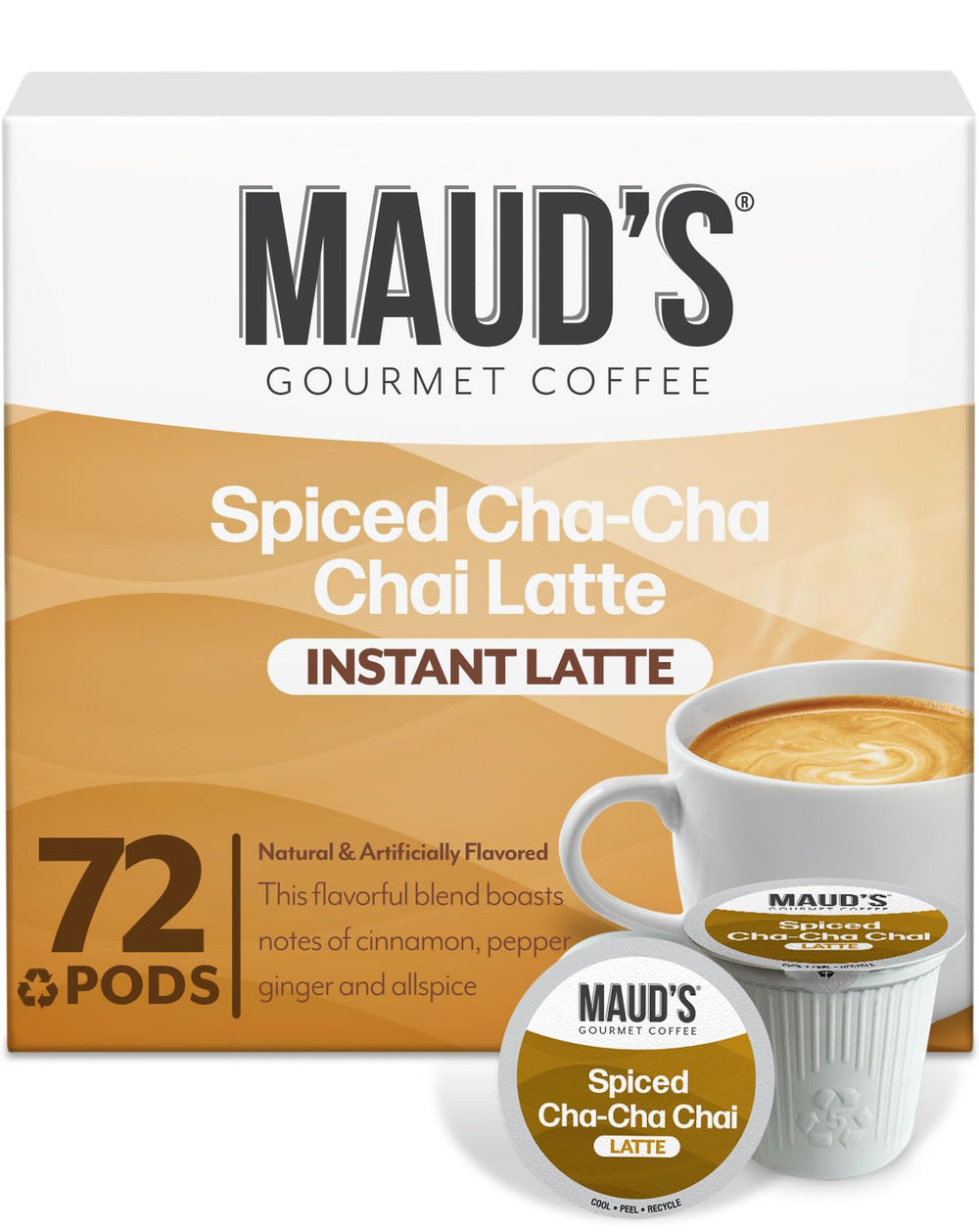 MAUD'S front packaging showing 72ct box and clear branding, convenient storage