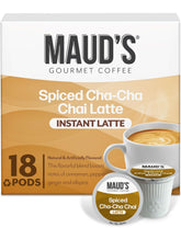MAUD'S front packaging showing 18-count chai pods and easy single-serve convenience