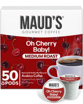Maud's front packaging showing 50-count cherry pods, highlights convenience