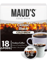 MAUD'S front packaging showing 18-count pods and bold branding, highlights convenience