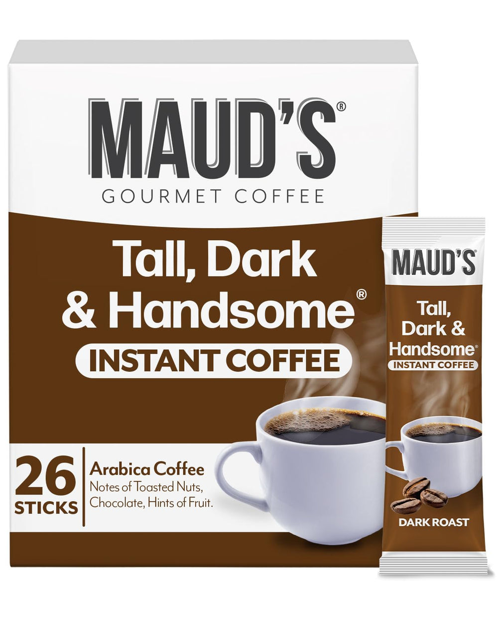 MAUD'S front packaging showing bold dark roast branding and 26-count convenience