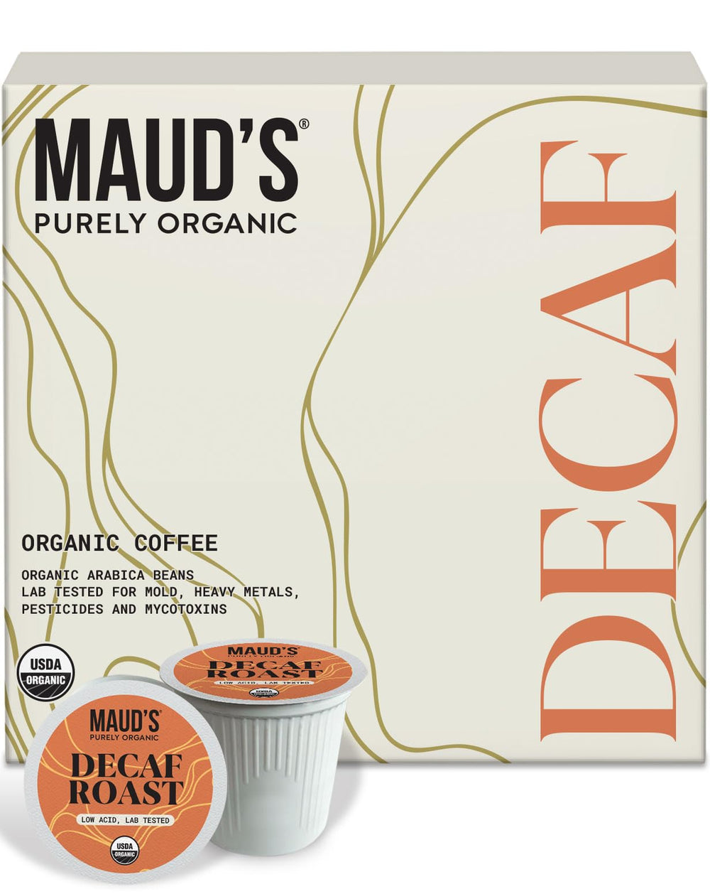 Maud's front packaging showing 16ct box and organic label for clear buying info