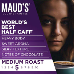 Maud's pod inserted in single-serve machine demonstrating quick brewing