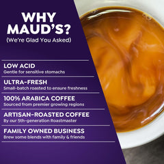 MAUD'S brewed cup poured in kitchen offering bright berry taste