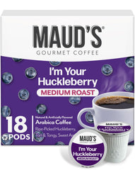 MAUD'S front packaging 18ct pods showing flavor and benefits