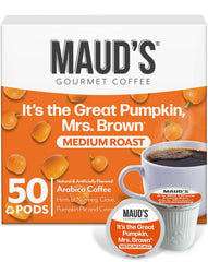 MAUD'S front box view showing 50-count pack and seasonal branding, convenient supply