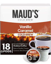 MAUD'S front packaging showing 18ct pods and flavor label, highlights convenience