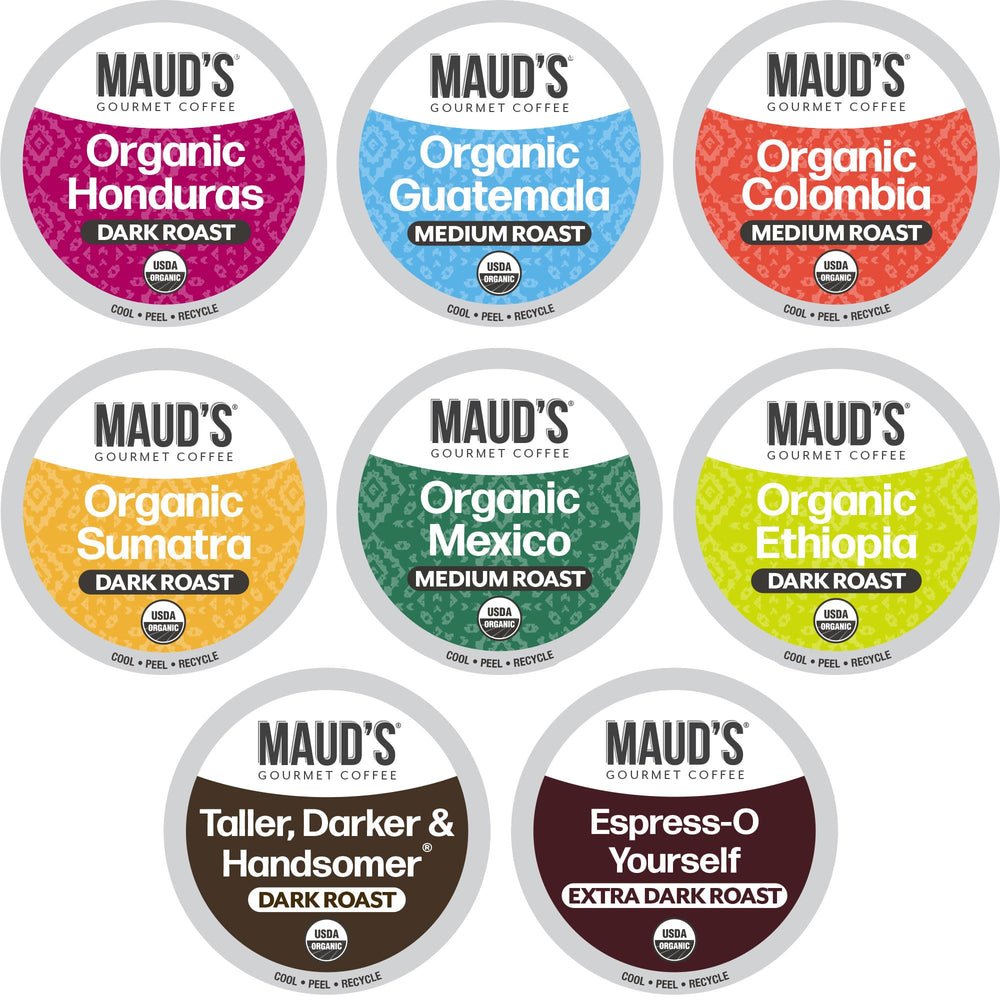MAUD'S front packaging showing the 56ct variety pack and flavor list, communicates variety