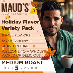 MAUD'S assortment of pods spread on counter, shows flavor variety