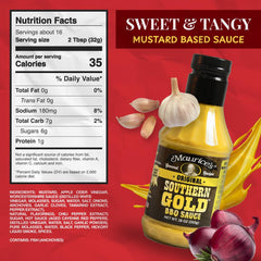 Maurice's Southern Gold sauce pouring close-up showing smooth texture and bright flavor