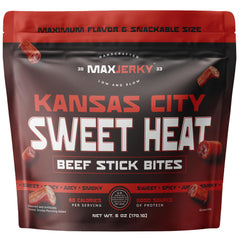 MAXJERKY front packaging showing label and size, easy grab-and-go benefit
