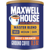 MAXWELL HOUSE canister front view showing branding and size for easy identification