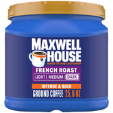 MAXWELL HOUSE front canister showing bold French Roast and convenience