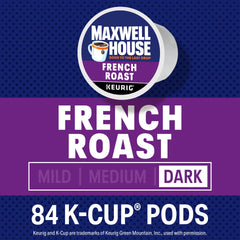 Maxwell House pod label close-up showing roast level and clear branding