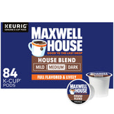 Maxwell House front packaging showing 84-count convenience and value