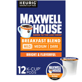 Maxwell House front packaging showing 12-count box and brand clarity for easy recognition