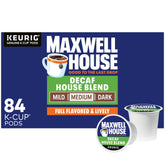 MAXWELL HOUSE front packaging showing 84-count box and branding, clear identification benefit