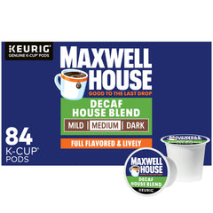 MAXWELL HOUSE front packaging showing 84-count box and branding, clear identification benefit
