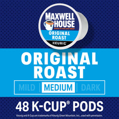 Top view of Maxwell House pods in a row showing uniform pods and quick single-serve portions