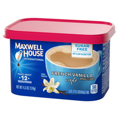 MAXWELL HOUSE poured into cup showing creamy French vanilla coffee ready to drink