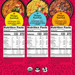 Maya Kaimal pouch close-up of ingredient and certification labels for transparency benefit