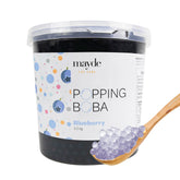 Mayde blueberry popping boba front label showing brand and weight benefit