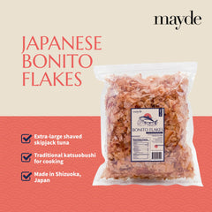 Mayde close-up of delicate shaved bonito flakes highlighting texture and quick infusion benefit