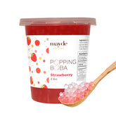 Mayde front packaging showing 2 pound strawberry popping boba, convenient bulk supply